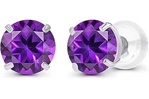 DECADENCE Solid 14K Yellow or White or Rose Gold 6mm Round Genuine Birthstone Gemstone Prong Set Stud Earrings For Women