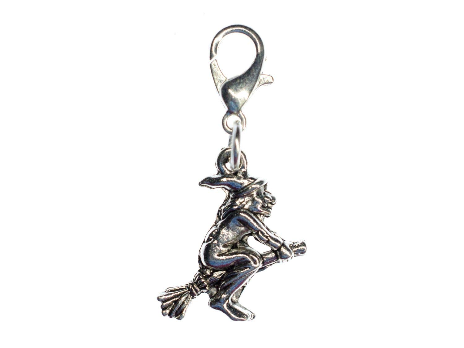 Miniblings Witch Charm Pendant Broomstick Halloween Broom Silver Plated Magic
