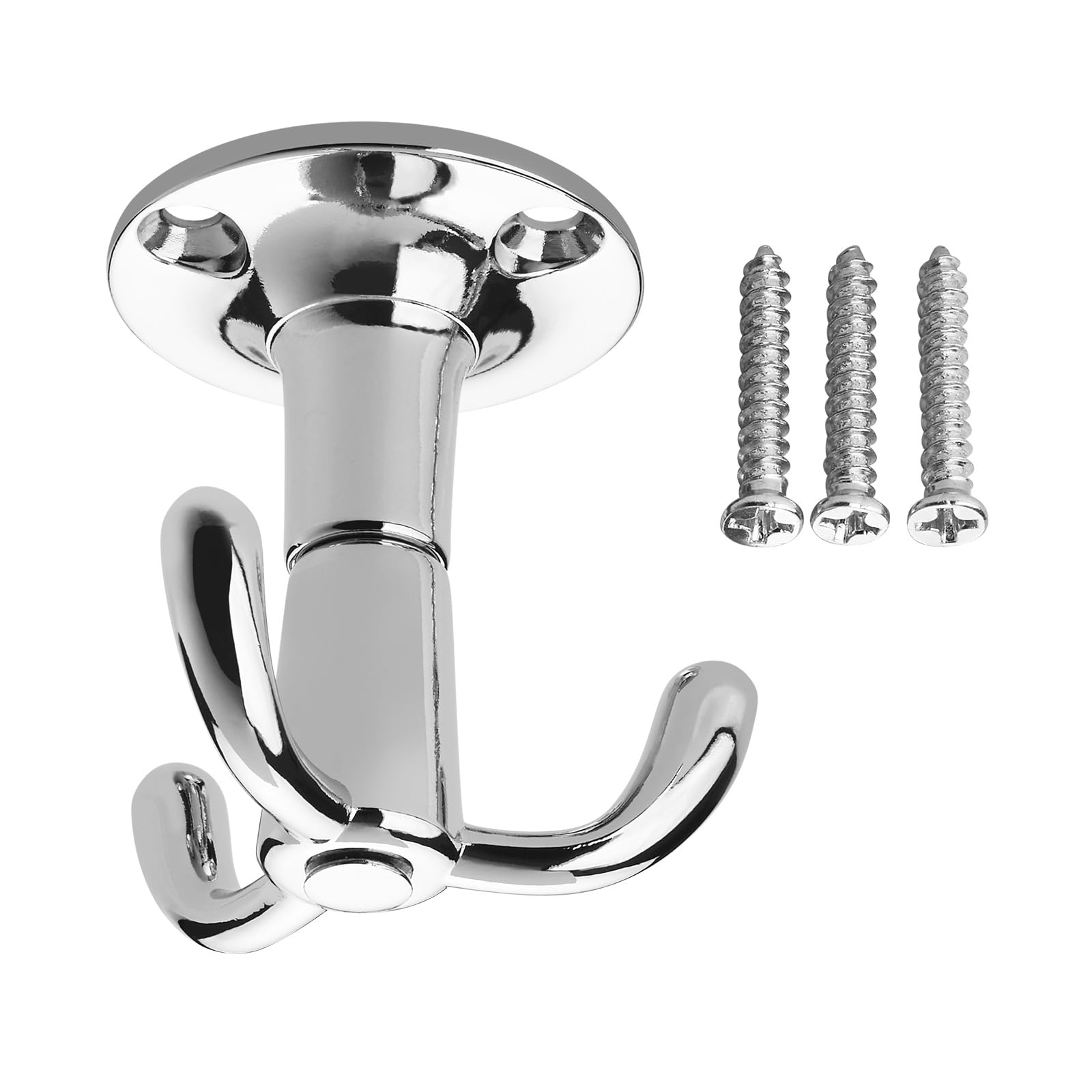 10 x Turning Hooks TROMSO Triple Chrome Polished 53 x 50 mm Base Ø 40 mm Borehole Spacing 25 mm Aluminium Clothes Hook