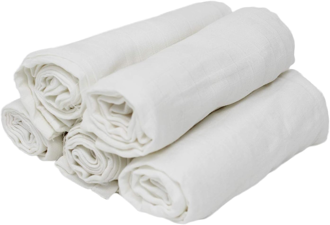 Babilav Babys' Organic Cotton Muslin Cloth Swaddle (White, 0-12 Months, 60X60 cm)- Pack of 5
