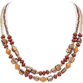 Coiris Layered Shell Beaded Necklaces for Women Handmade Boho Colored Bead Choker Necklace Holiday Style Costume Jewelry for Women