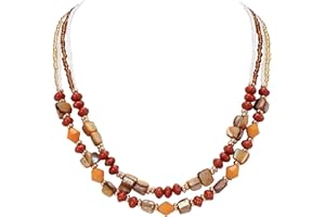 Coiris Layered Shell Beaded Necklaces for Women Handmade Boho Colored Bead Choker Necklace Holiday Style Costume Jewelry for Women