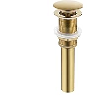 KES Sink Drain without Overflow Bathroom Pop Up Drain Assembly Stopper Vessel Sink Brushed Brass, S2008D-BZ