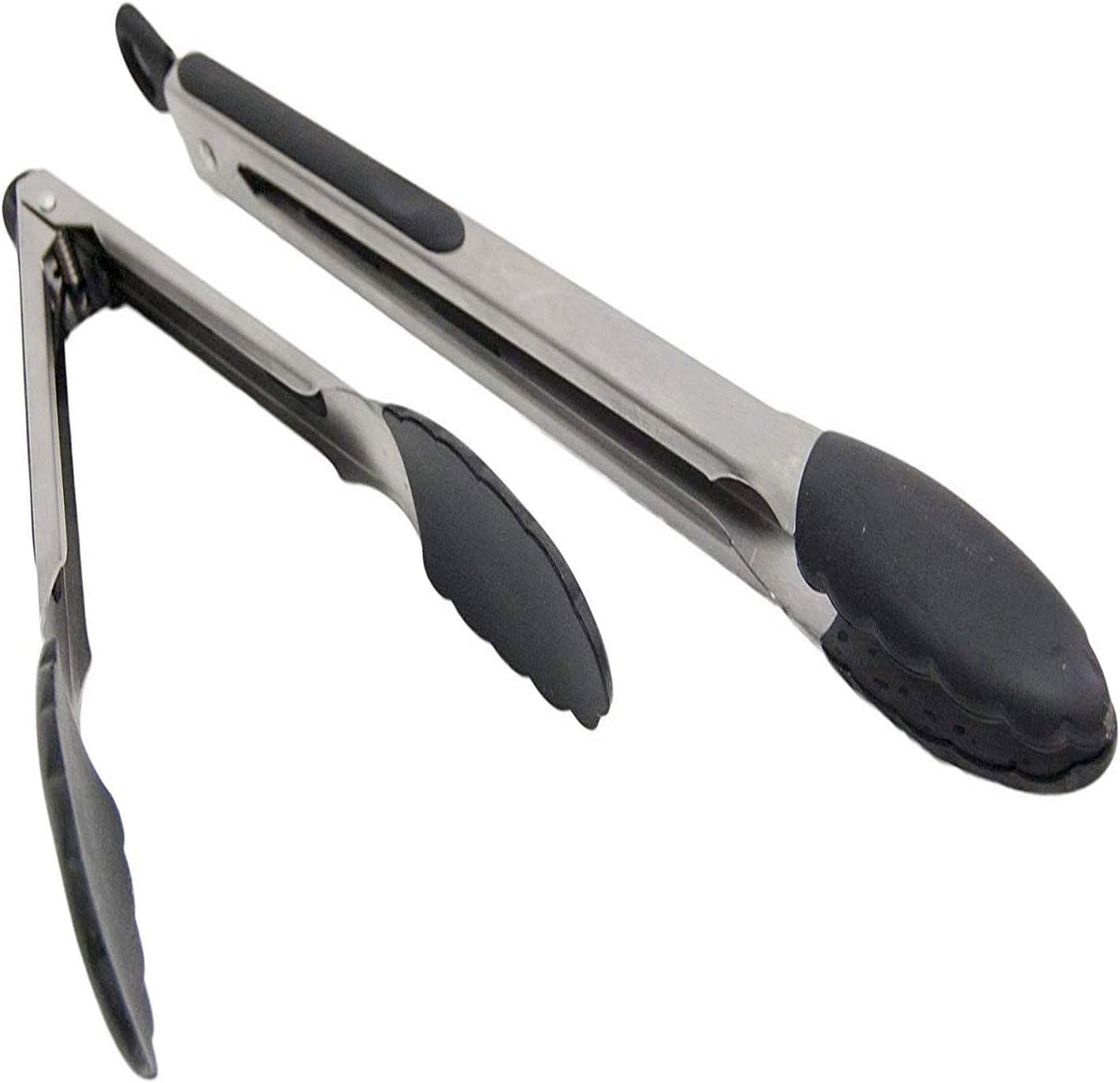 Axe Sickle Kitchen Tongs and Cooking Utensils, Red Silicone Stainless Steel Tongs with Unique Stand, Pack of 2 (9 Inch and 12 Inch)
