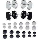 MDFUN 316L Stainless Steel Stud Earrings for Men Women Screw Flat Back Earrings Faux Gauges Ear Dot Stud Earrings 4-9 MM