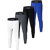EXARUS Youth Boys Compression Leggings Pants Tights Football Sports Athletic Base Layer for Basketball Teen