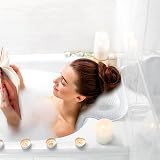 QINGMUG White 4D Ergonomic Bath Pillow Neck Back Support Air Mesh Suction Cups view 2