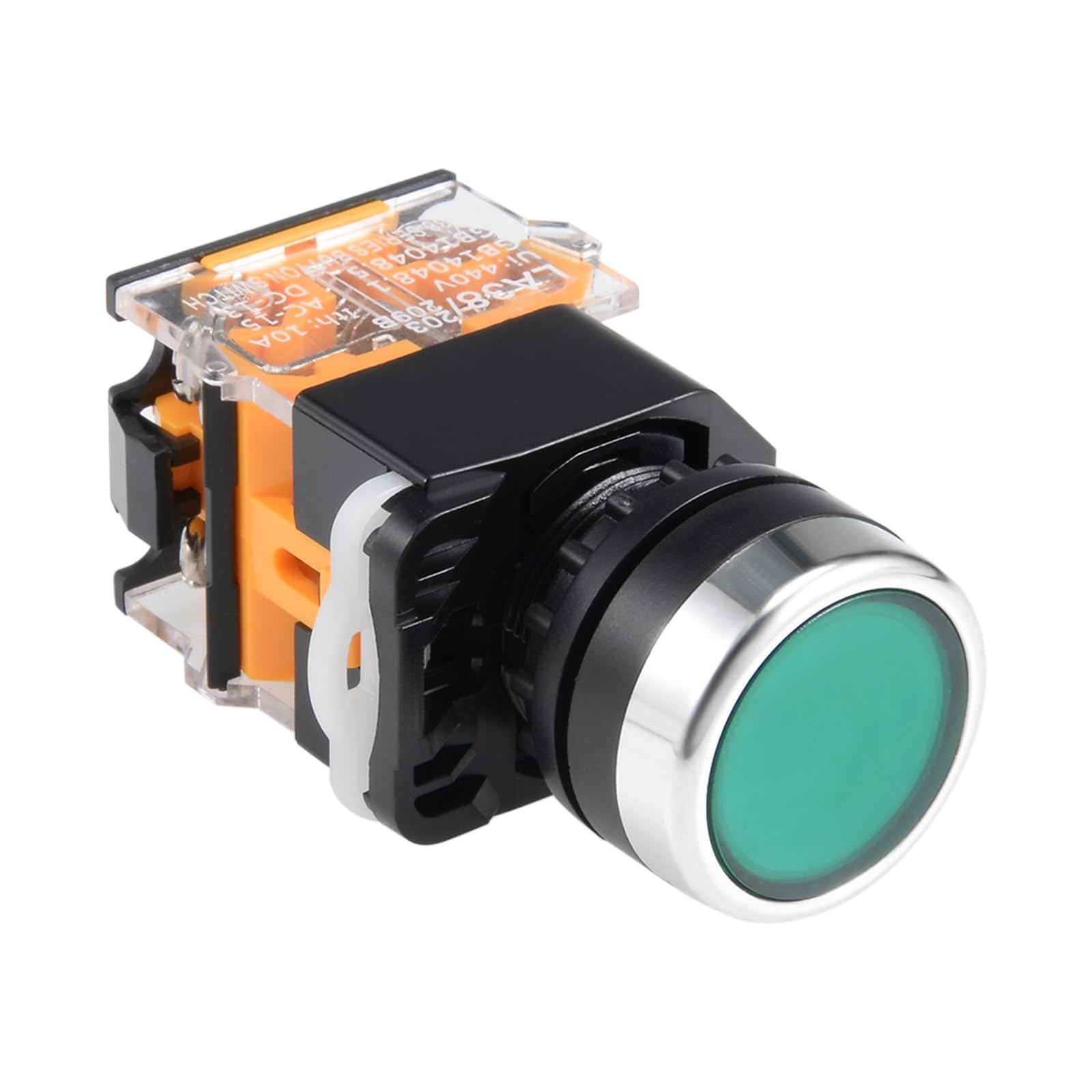 Rebower Momentary Push Button Switch DPST 1 NO 1 NC Round Flat Push Button(with LED), for [DIY Projects Industrial Equipment] - Green / 22mm / 1 Pcs