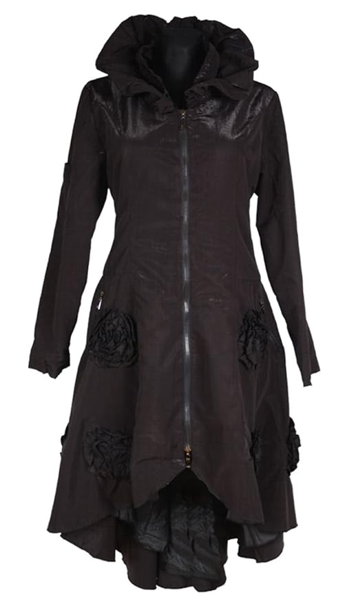 Damen Lagenlook warm GEFÜTTERT Übergangsmantel Mantel Swinger Ballon Trench Coat 40 42 44 46 48 50 S M L XL XXL Dunkel Braun 