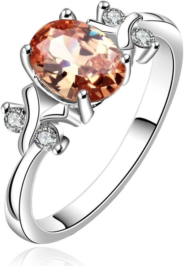 Alimab Silver-Plated Womens Wedding Bands Hollow Oval Shape