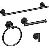 Bubxo Matte Black Towel Bar Set, 24 Inch Bathroom Hardware Set, Wall Mounted Bathroom Towel Holder Set, Modern Bathroom Accessories, Durable SUS304 Stainless Steel, 4-Piece