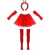 Mizelu 4 Pcs Halloween Monster Costume, Include Headband Tutu Skirt Gloves Socks for Book Day Halloween Party