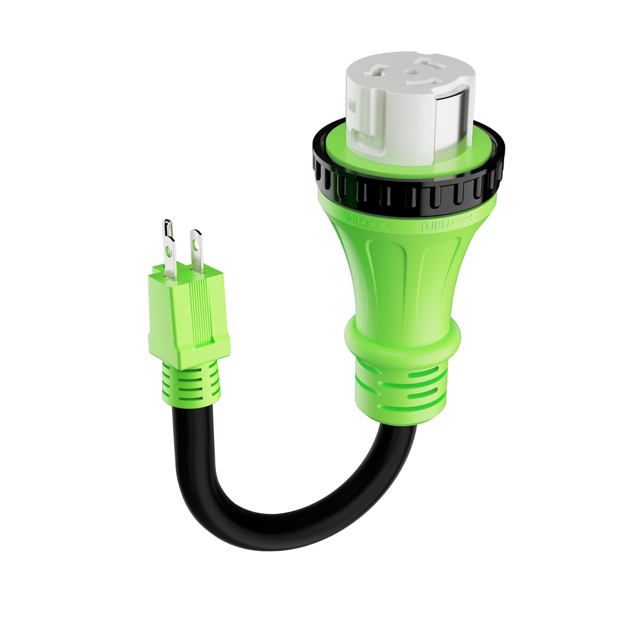 Photo 1 of RV Adapter Plug 50 Amp to 15 Amp 110 Volt Cord with Locking Connector, 15A Male to 50A Female Dogbone RV Trailer Camper, NEMA 5-15P to SS 2-50R, STW, 10AWG, Heavy Duty Electrical Power, 12 inch, 1FT