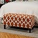 HomePop Large Upholstered Rectangular Storage Ottoman Bench with Hinged Lid, Orange Geometric
