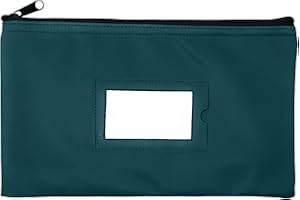 GIDABRAND Money Bank Deposit Bag with Zipper | 11x6 inch | Green | Durable Leatherette Money Cash Coin Check Wallet Pouch for Men & Women with Framed ID Window and Blank Card (1)