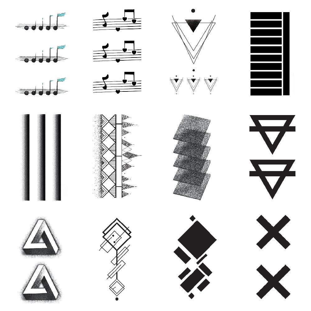 Amazon Com Sanerlian Black Geometry 3d Tattoo Sticker Music Triangle Cross Fake Tatoo Waterproof Temporary Men Boys Hand Arm Shoulder Body Art 13 5x7 5cm Set Of 12 Beauty