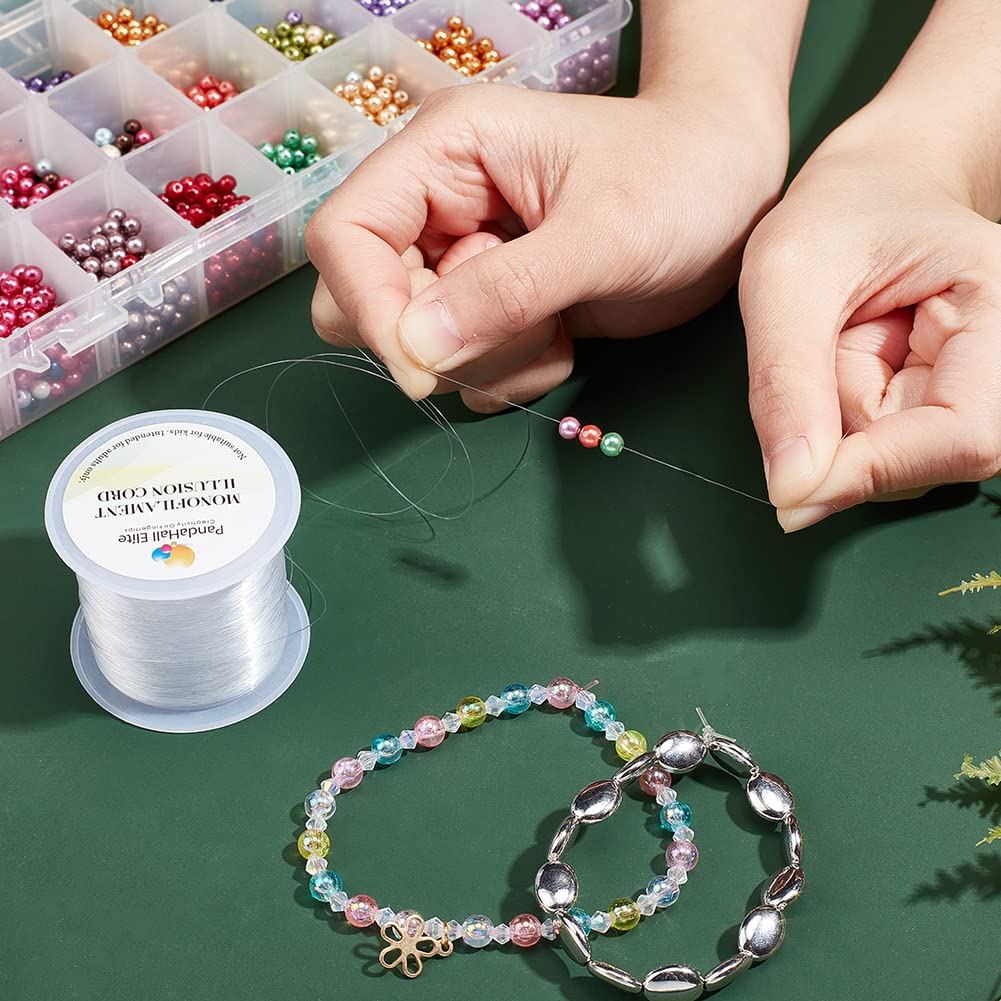 PH PandaHall 142 Yards 0.2mm Clear String Fishing Line Invisible Beading Cords Nylon Thread String Inelastic Jewelry Wire for Valentine Bracelet Jewelry Making Ornaments Hanging Party Decor Seed Beads