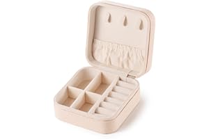 PEWMOG Small Travel Jewelry Case, To Go Portable Jewelry Box, Travel Jewelry Organizer,Portable Jewellery Storage Holder for Rings Earrings Necklace, Gifts for Girls Women -Pink