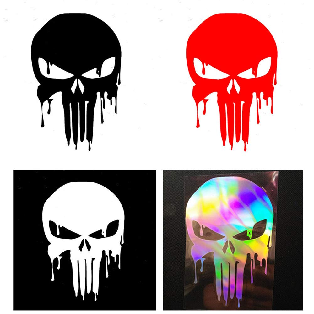 YUYU Car Sticker Carved Ghost Ghost Rider Punisher Bleeding Skull Funny Car Sticker Reflective Car Sticker 4 Pack