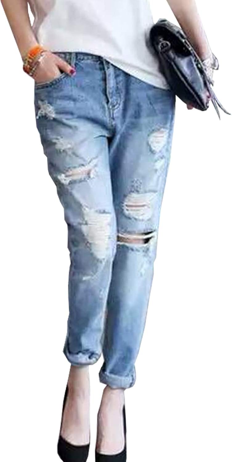 jeans with distressed bottoms