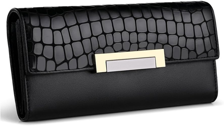 Amazon Sendefn レディース牛革財布 Shinyswan 長財布 女性用 三つ折り 大容量 携帯入れ カードたくさん入れ ブラック 財布