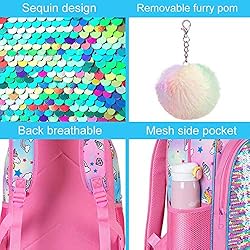 gxtvo 3PCS Unicorn Backpack for Girls, 16" Sequin