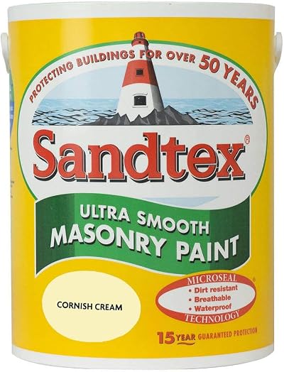 Crown Sandtex Ultra Smooth Masonry Paint 2.5L Cornish Cream