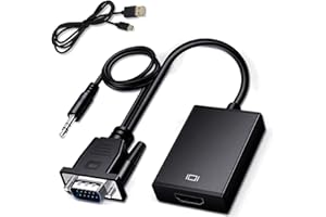 VGA to HDMI Adapter, Aolirot VGA to HDMI Cable 1080P HD Support Analog to Digital Signal Conversion VGA Male Input to HDMI Fe