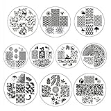 BORNPRETTY 10 Pcs BP12-20 BP74 Nail Art Stamping Plate Stamp Template Image Plates
