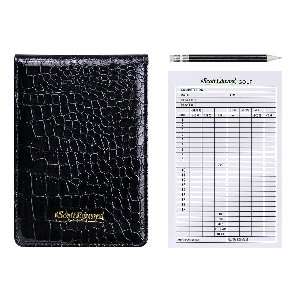Scott Edward Golf Scorecard Cover Leather Scorecard Holder Statistic and Score Tracking Waterproof Soft Thick Grey/Black/Blue/Orange