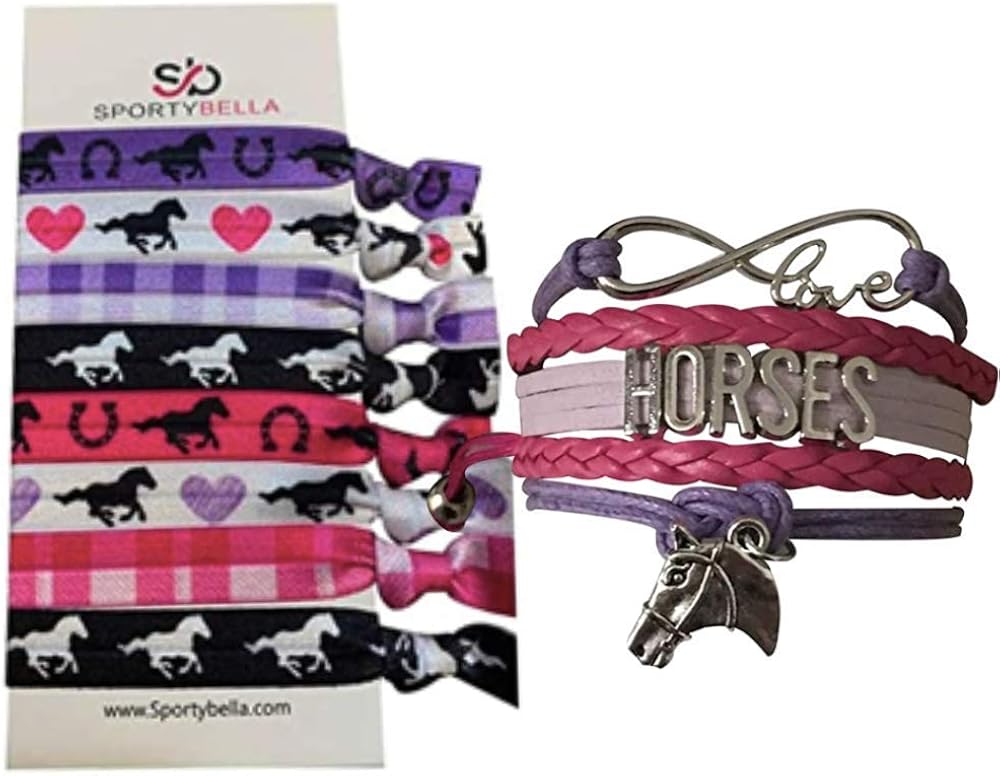 Horse Bracelet & Hair Ties Gift Set, Horse Accessories