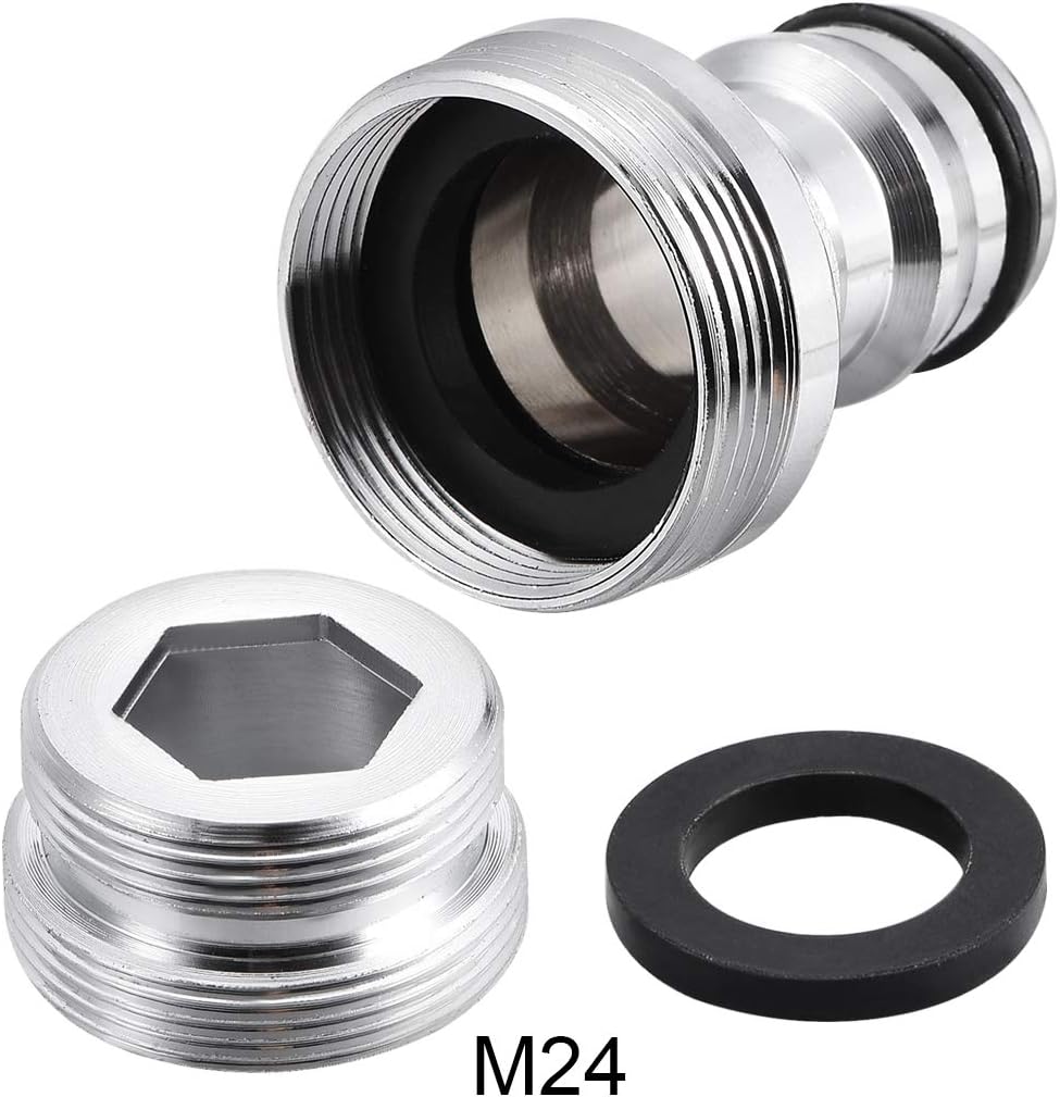 sourcing map Garden Hose Quick Connect Nickel-plated Water Hose Fitting Connectors M24 Male Threaded Adapter 2pcs - Image 4