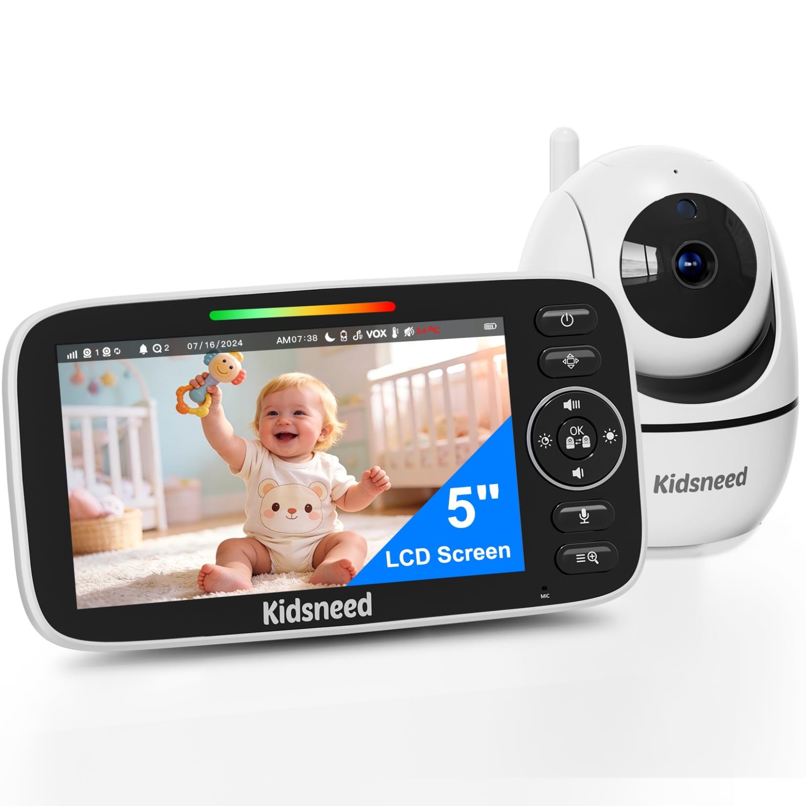 Photo 1 of ***PARTIAL SET - PRICE ADJUSTED***
Kidsneed Baby Monitor with Camera and Audio - 5 inch 720P Video Baby Monitor, No WiFi, 48H Battery Life, Night Vision, Two Way Talk, Remote Pan Tilt Zoom, Thermal Monitor?1000 ft Range?530?