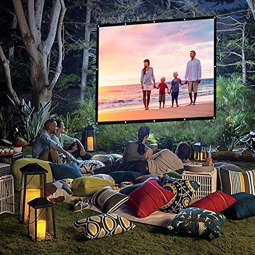 JIAQUAN 100" Outdoor Projector Screen，16:9 HD Foldable Anti-Crease Portable Outdoor Indoor Front Movies Screen for Home Theater Support Camping and Recreational Events Double Sided Projection - Thumbnail 5