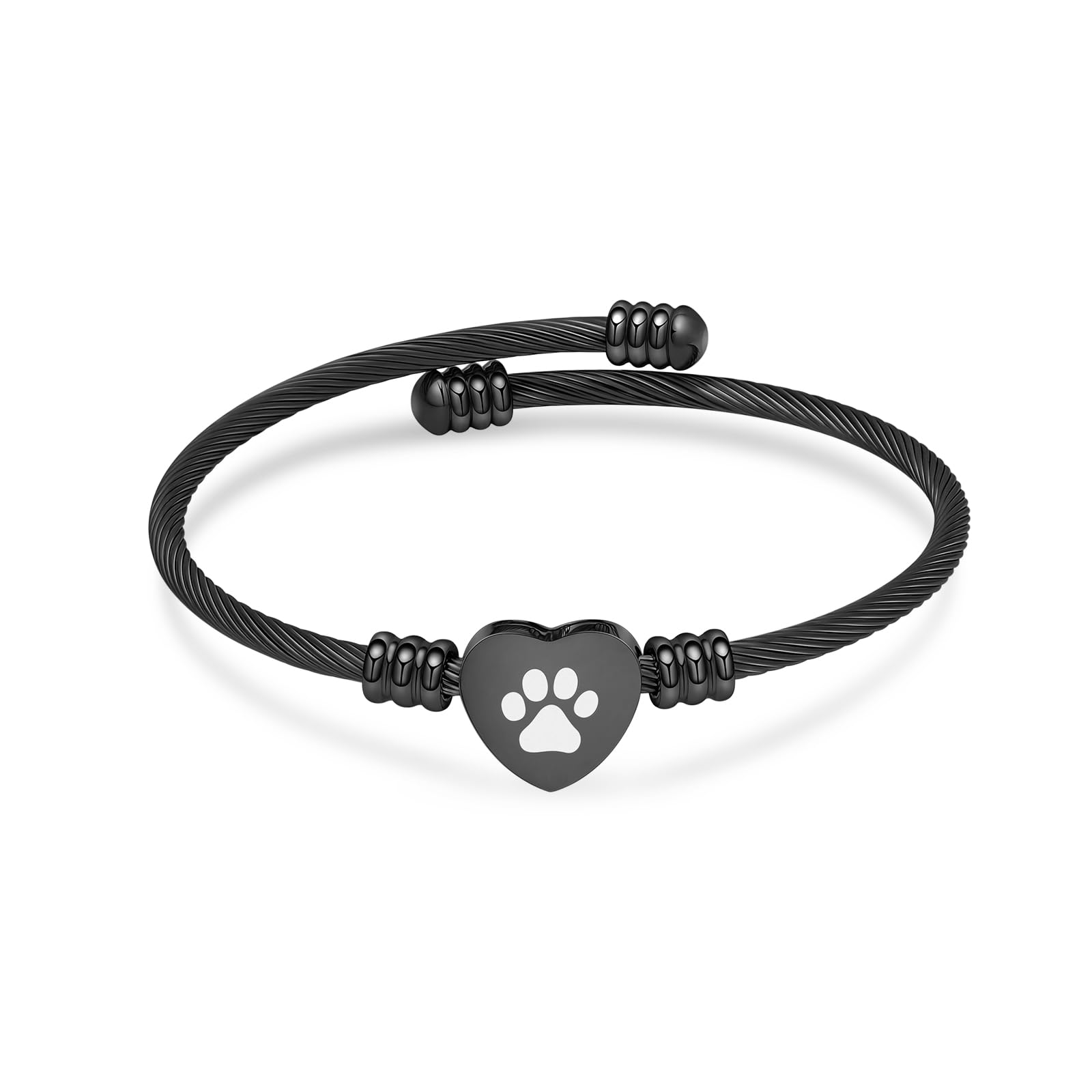 QGJNSGC Cremation Bracelet for Ashes Memorial Jewelry Stainless Steel Pet Paw Heart Shape Urn Pendant Bangle Loved Ones Funeral Ashes Holder Keepsake Gift