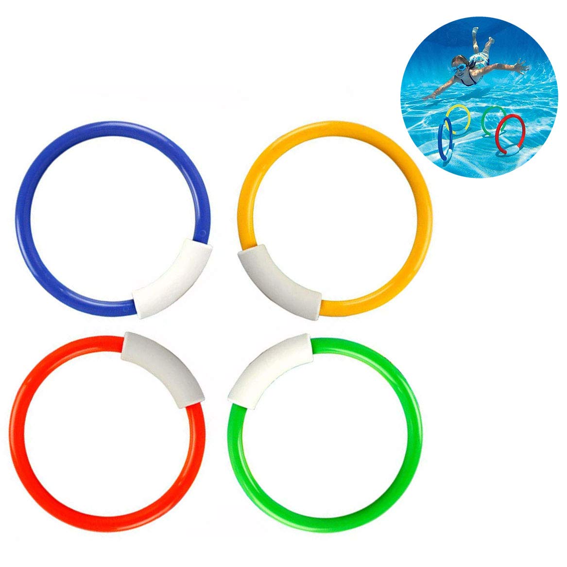 Xrten Underwater Swimming Diving Rings 4 Colors,Kids Safe Water Swimming Game Training Gift for Children