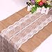 CCTRO Burlap Lace Table Runner 12x108 Inch, Rustic Country Vintage Table Runner for Outdoor Wedding Birthday Party Banquet Decoration (C)