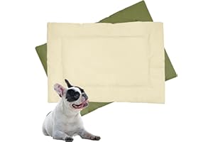 Downtown Pet Supply Dog Crate Pad, 24" x 18" - Waterproof, Ripstop Nylon Dog Crate Mat Chew Proof and Machine Washable - Olive and Light Beige - S