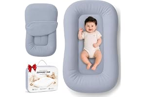 Mapotf Baby Lounger for Newborns 0-24 Months, Soft Breathable Cotton Infant Support Cushion for Tummy Time & Play, Portable I