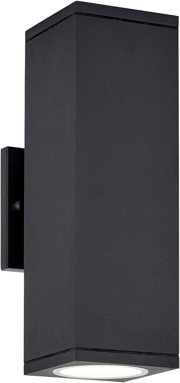 12" Dual Up and Down Outdoor Rectangular Black LED Wall Light Exterior Lighting