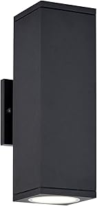 12" Dual Up and Down Outdoor Rectangular Black LED Wall Light Exterior Lighting
