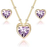 EVEVIC Austrian Crystal Heart Pendant Necklace Earrings for Women 14K Gold Plated Hypoallergenic Jewelry Set