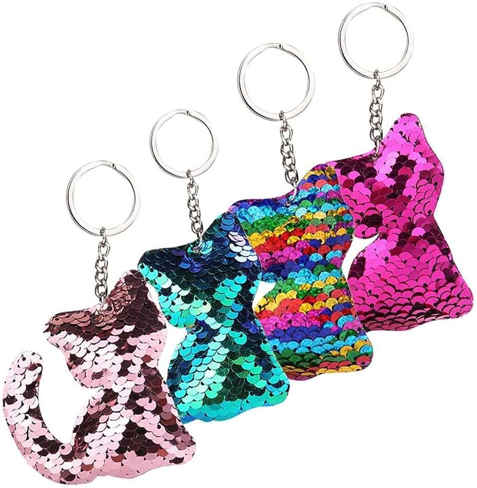 nanxing Keychain Accessories,4PC Fashion Sequin Keychain Key Ring Cats