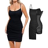 Popilush Leopard Print Dress with Built in Shapewear Spaghetti Strap Mini Dresses Mesh Ruched Bodycon Summer Splash