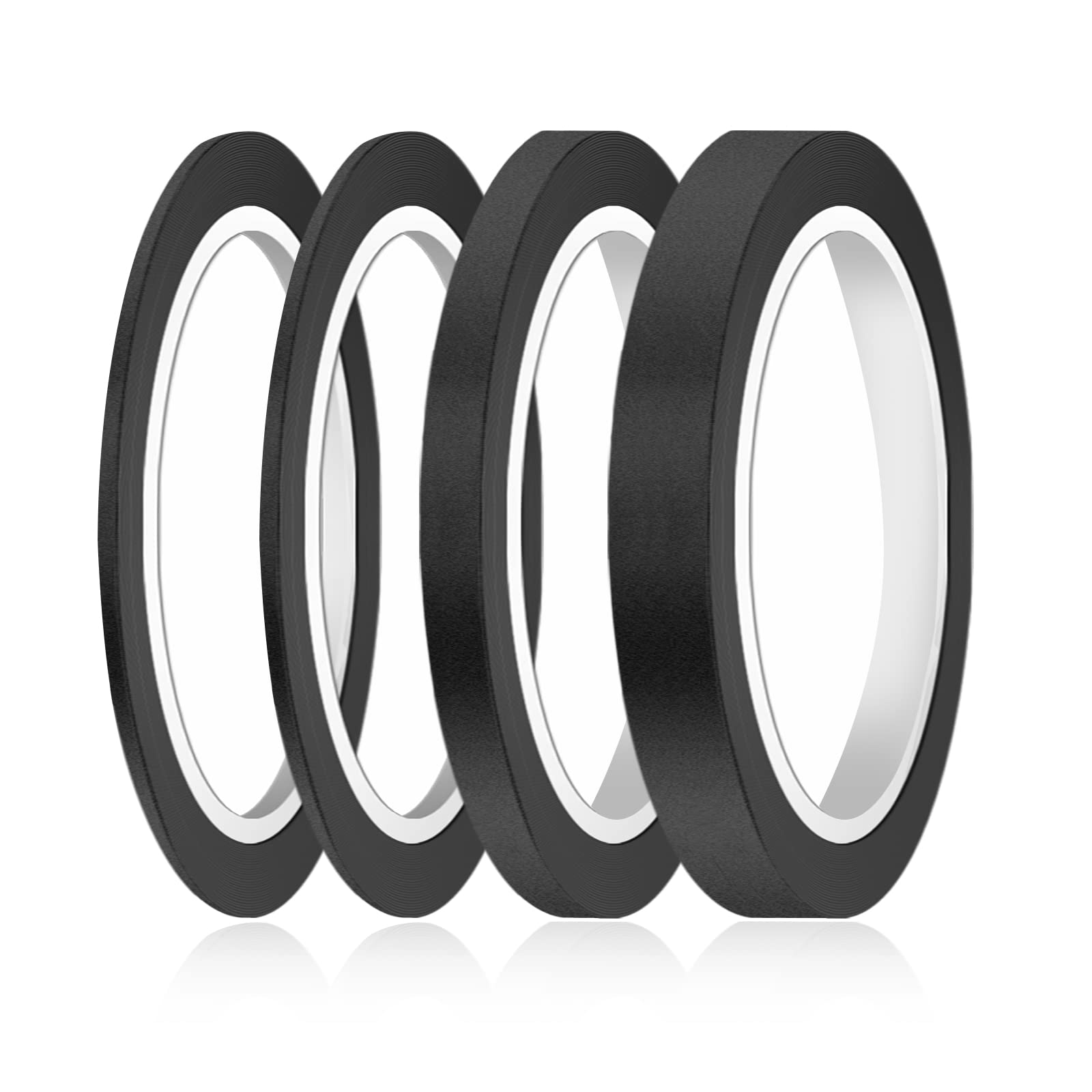 AIEX 4 Rolls Fine Line Tapes, 3mm, 6mm, 12.6mm Wide x 52 Yard Long, Masking Paper Tape Thin Colored Painter Tape for Automotive Car DIY Crafts & Arts Decoration School Office (Black)