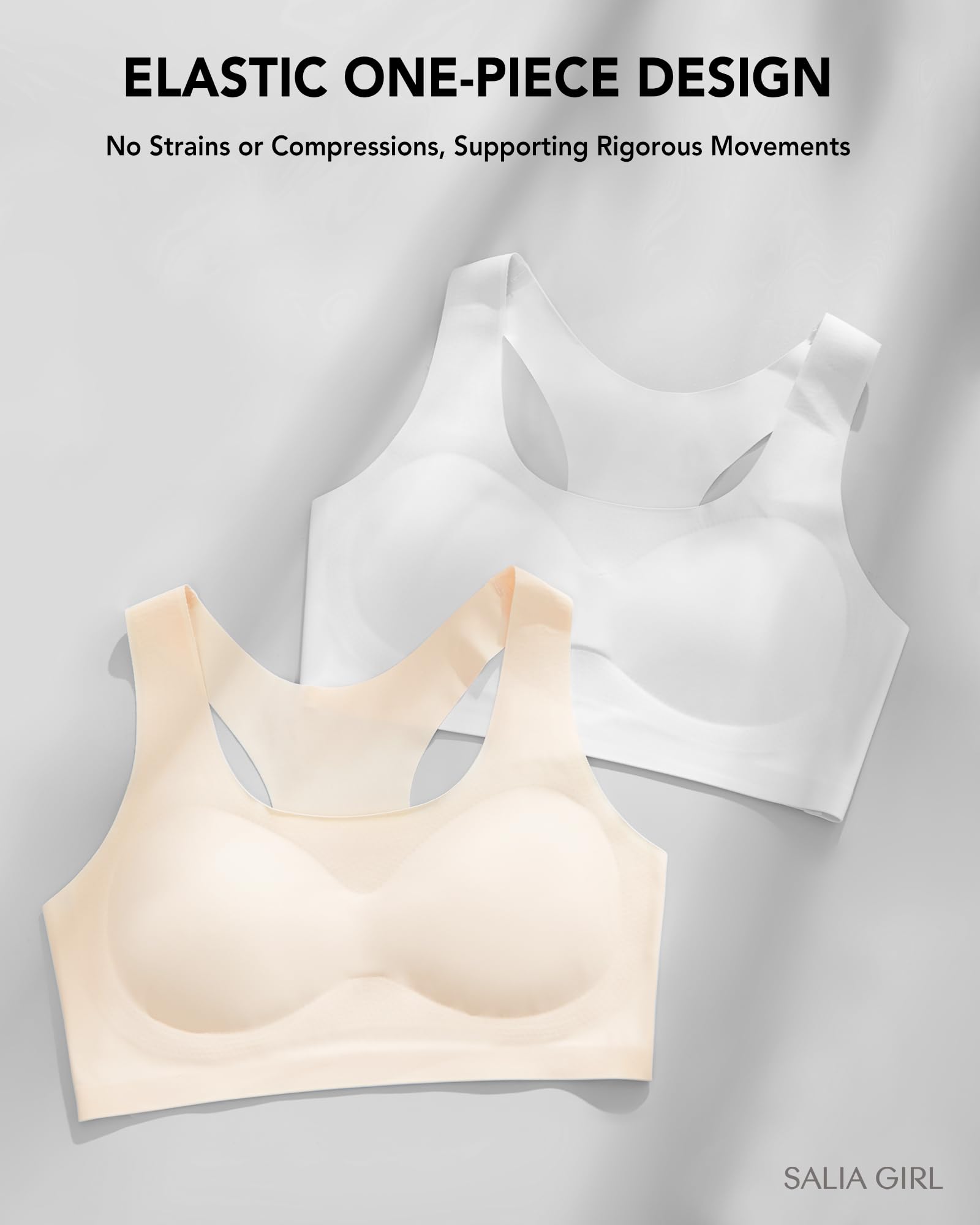 Training Girls Bras for Teens 10-16 Racerback Seamless Design with Removable Soft Padding Bras