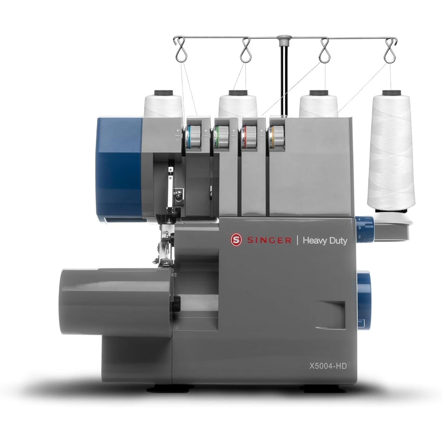 SINGER X5004-HD Metal Frame Serger & Overlock Machine | 2-3-4 Stitch Capability, 8 Built-In Stitches, 1300 Stitches per minute, Adjustable Differential Feed & 2 LED Lights (Grey/Blue)