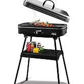 Artestia 1800W Electric Outdoor Grills with Lid Indoor Smokeless Grill for Balcony with Temperature Control Portable Removabl