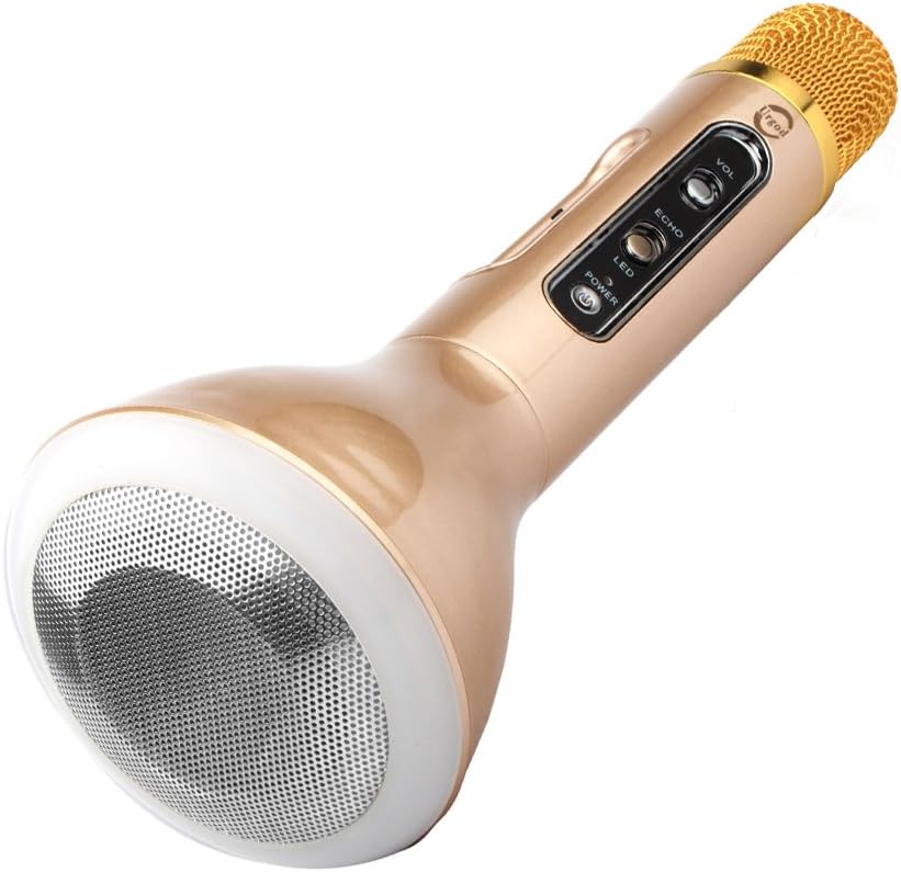 Urgod Wireless Microphone Karaoke(3rd Generation), 3-in-1 Bluetooth Karaoke Machine KTV for Apple iPhone Android Smartphone and Pc(Gold)