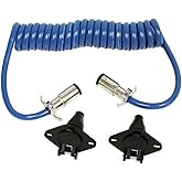 Blue Ox BX8862 6-Wire Coiled Electrical Cable | Provides Turn Signals, Brake Lights, &amp; Tail Lights | Allows for Quick Hooking and Unhooking | Cables Expand from 1&prime; to 7&prime;